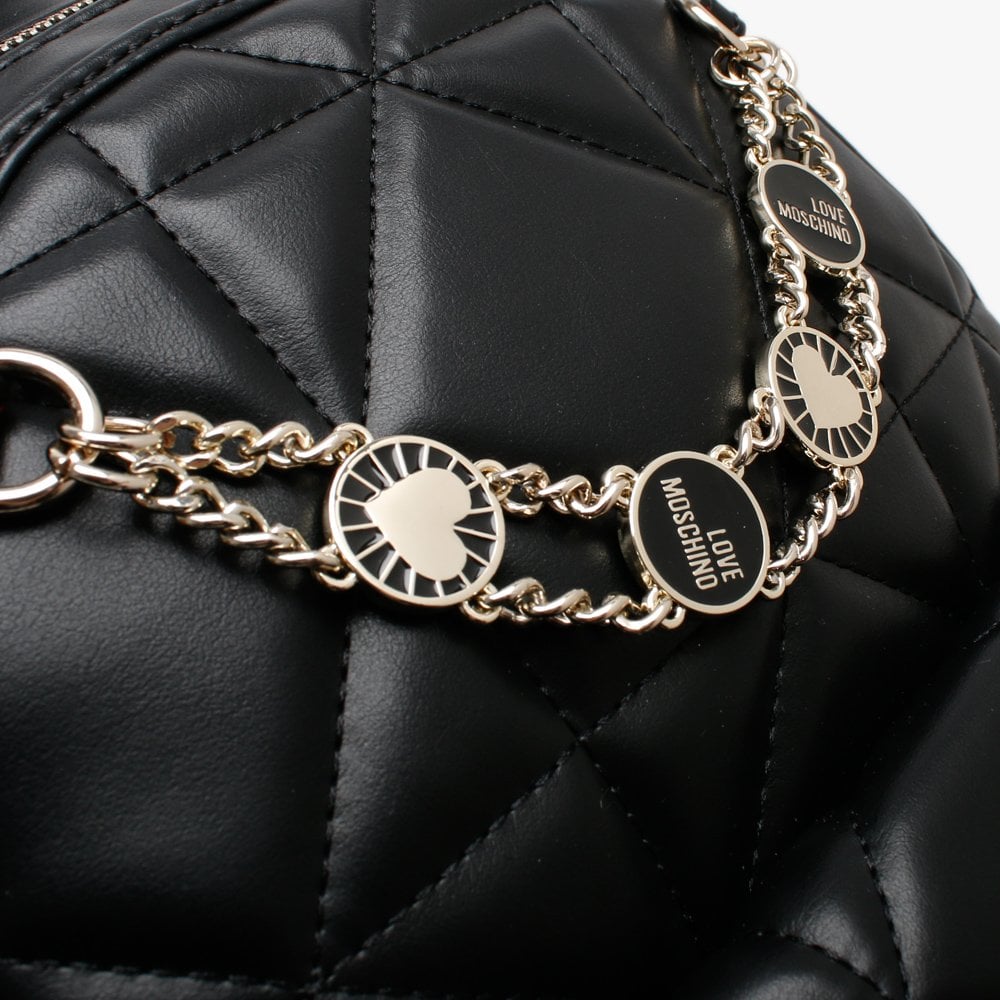 Diamond Quilted Black Backpack
