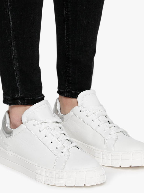 Exit White Leather Silver Flash Trainers