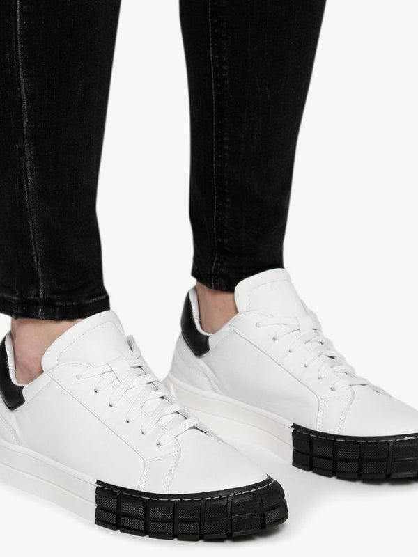 Exit White Leather Black Flash Trainers