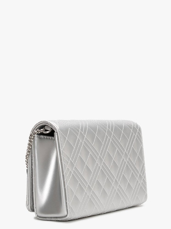 Diamond Quilted Check Silver Cross-Body Bag