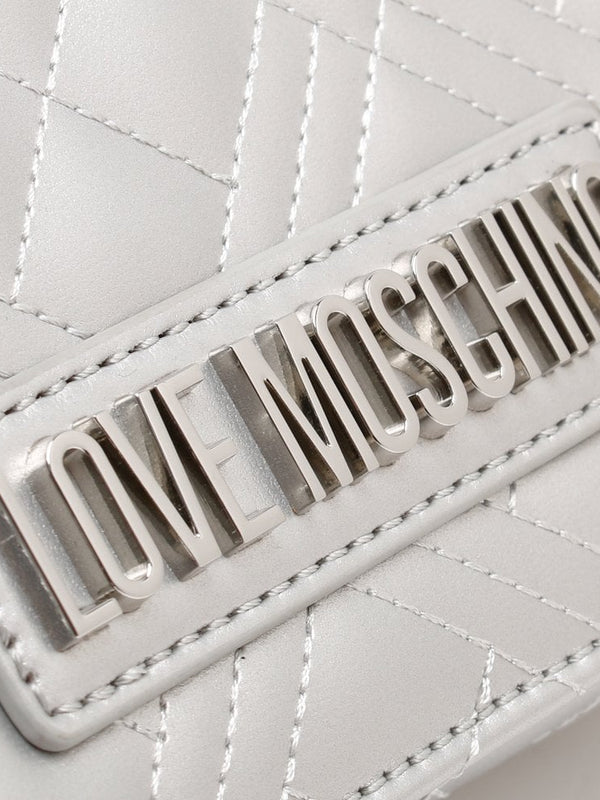 Diamond Quilted Check Silver Cross-Body Bag