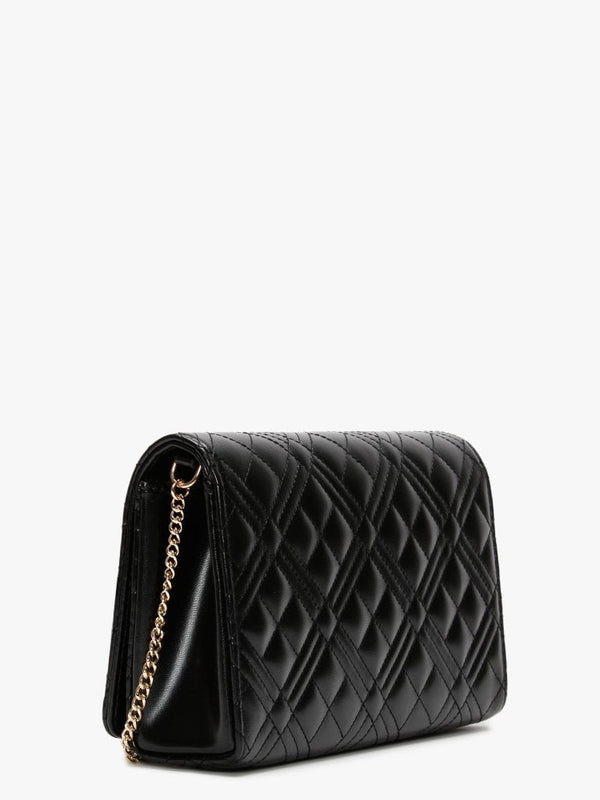 Diamond Quilted Check Black Cross-Body Bag