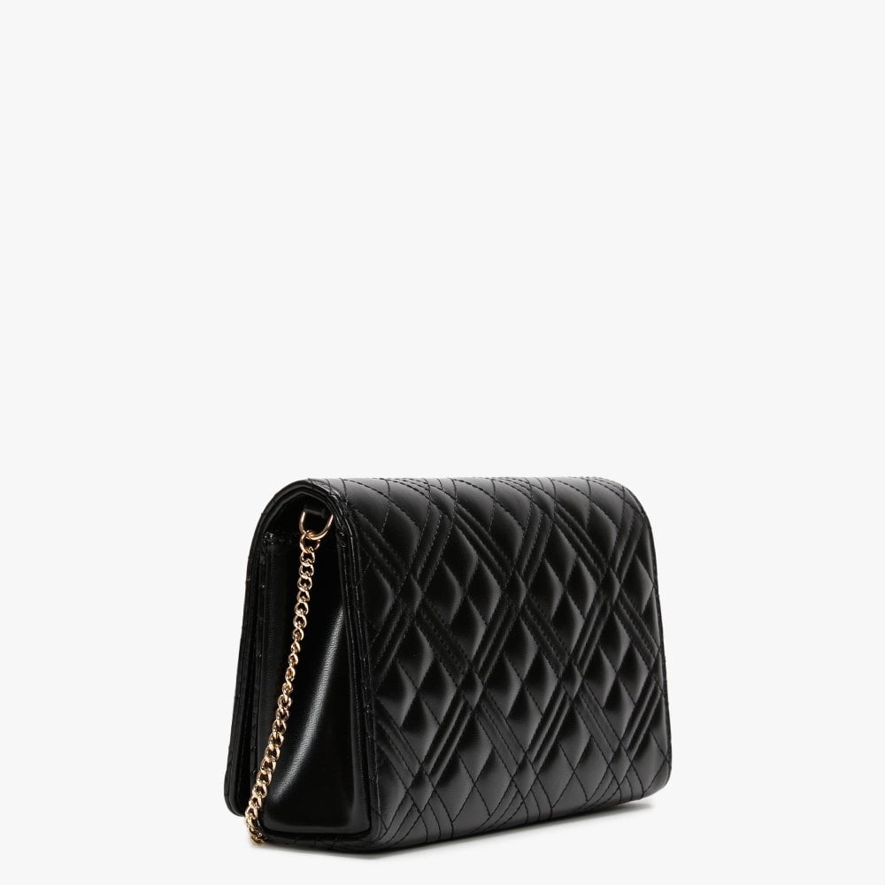 Diamond Quilted Check Black Cross-Body Bag