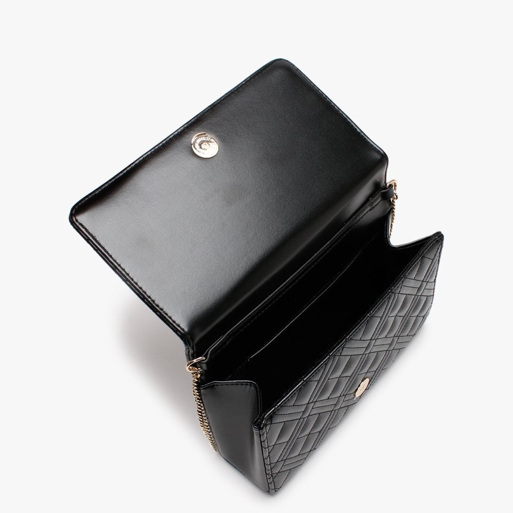 Diamond Quilted Check Black Cross-Body Bag