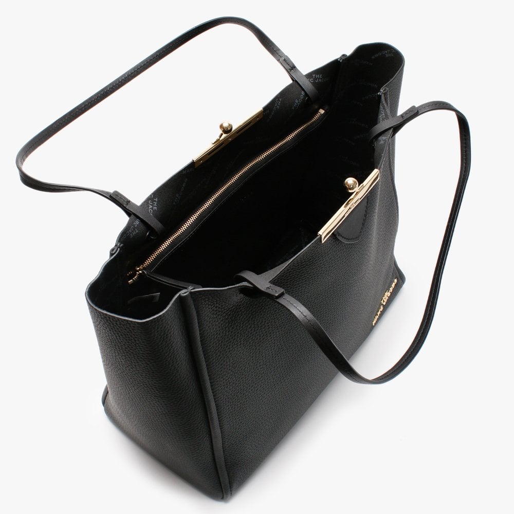 The Kiss Lock Black Leather Tote Bag