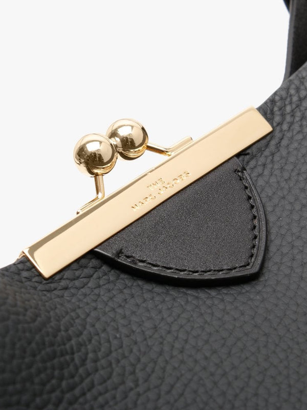 The Kiss Lock Black Leather Tote Bag