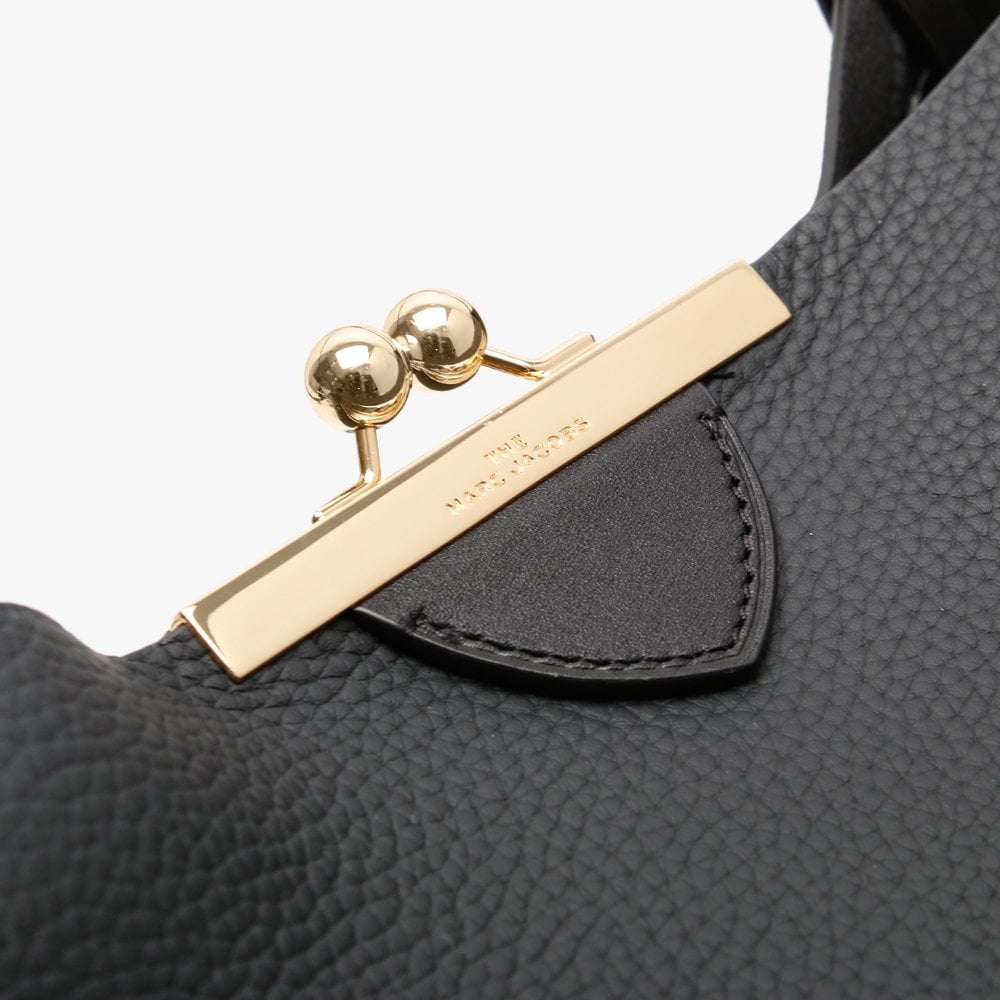 The Kiss Lock Black Leather Tote Bag