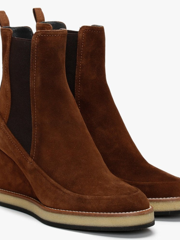 Naro Tan Suede Wedge Chelsea Boots