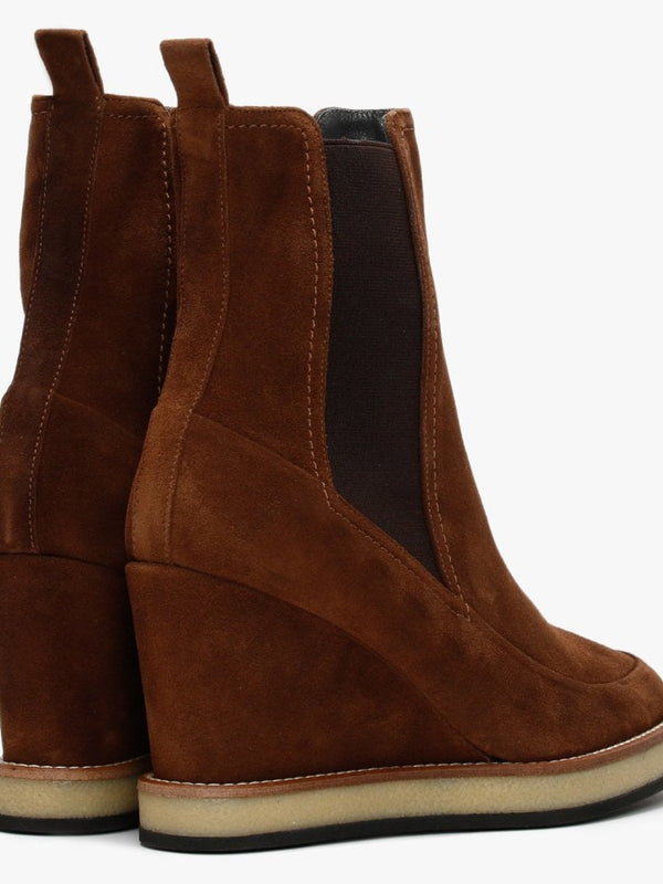 Naro Tan Suede Wedge Chelsea Boots