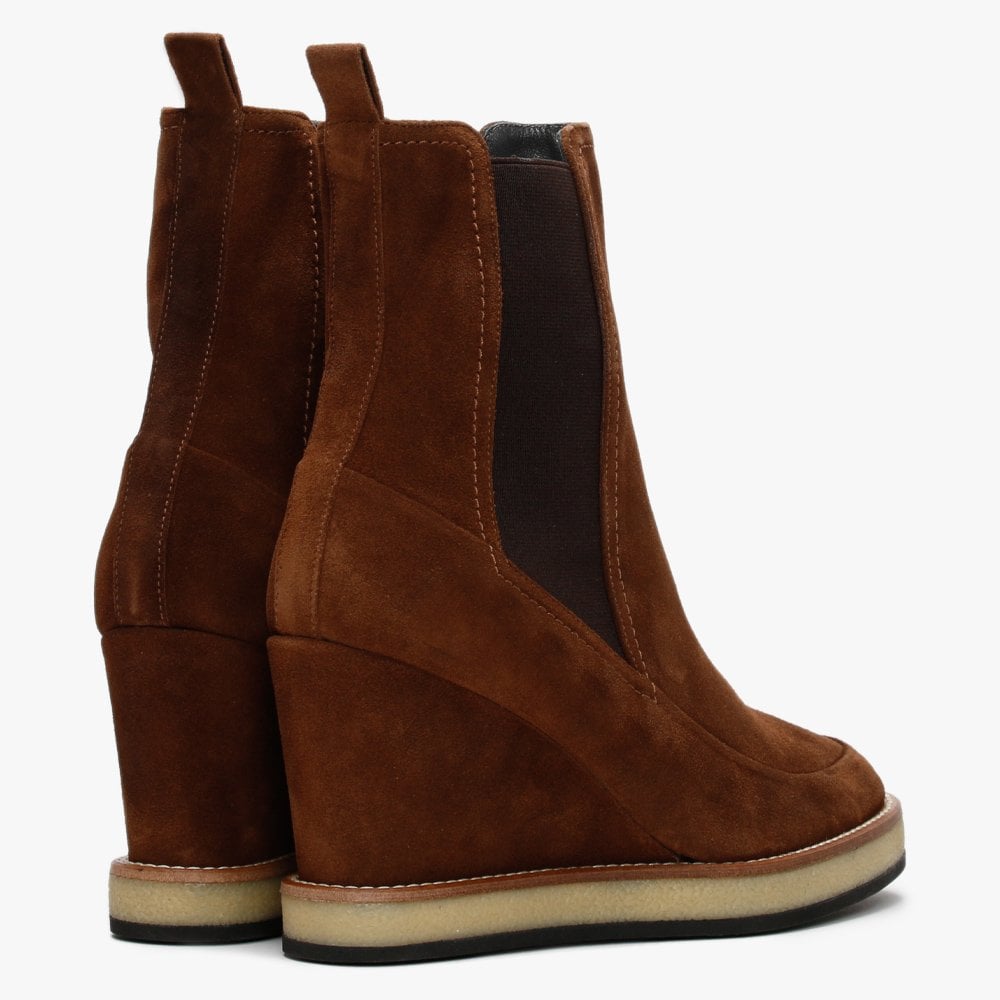 Naro Tan Suede Wedge Chelsea Boots