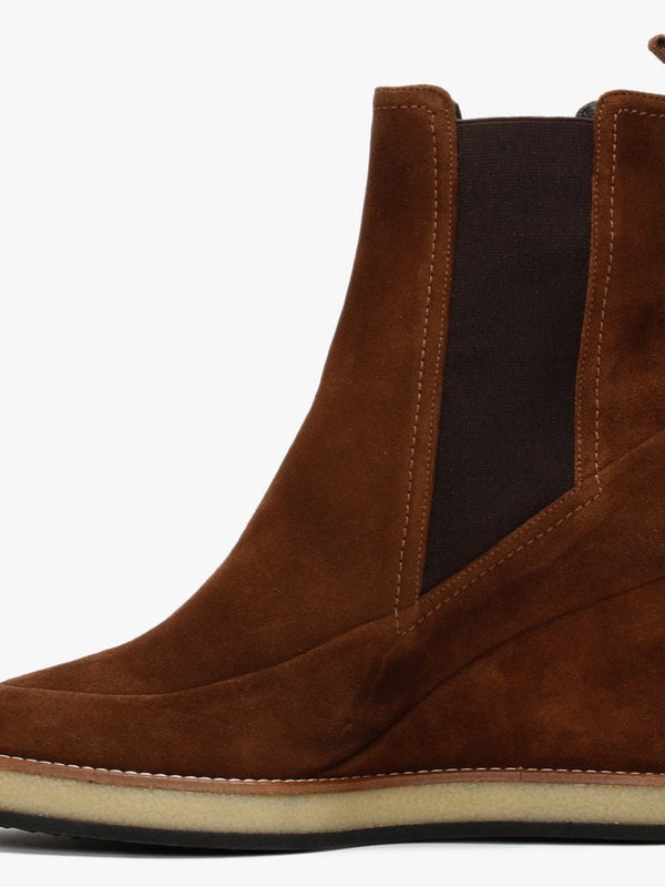 Naro Tan Suede Wedge Chelsea Boots