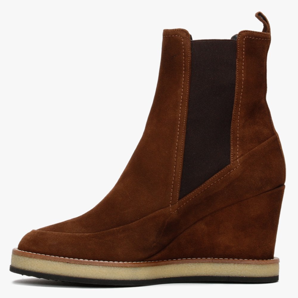 Naro Tan Suede Wedge Chelsea Boots