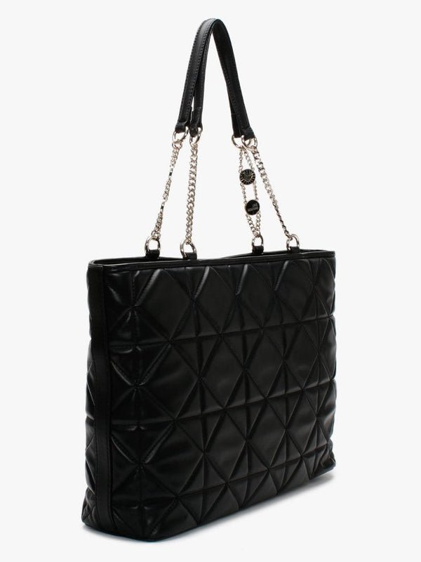 Diamond Quilted Black Tote Bag