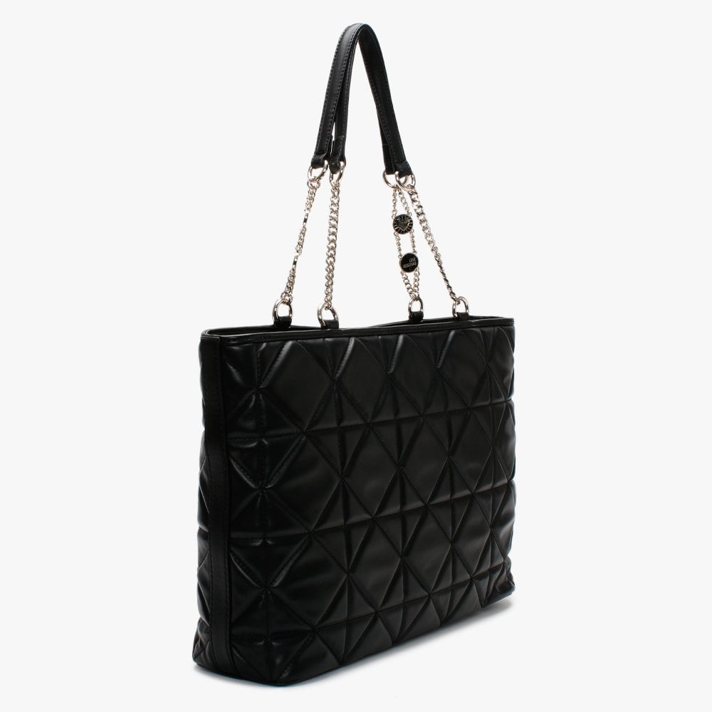 Diamond Quilted Black Tote Bag