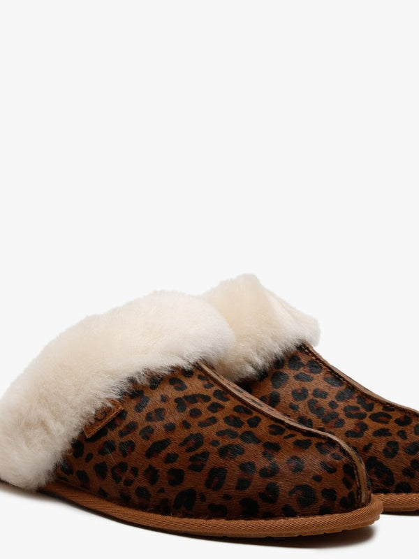 Women's Scuffette II Leopard Cow Hair Shearling Slippers