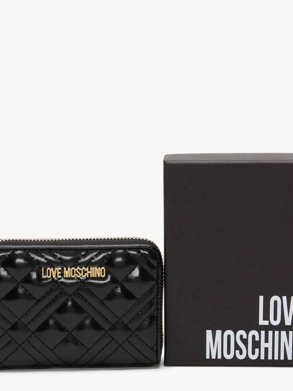 Diamond Check Quilted Black Coin Purse