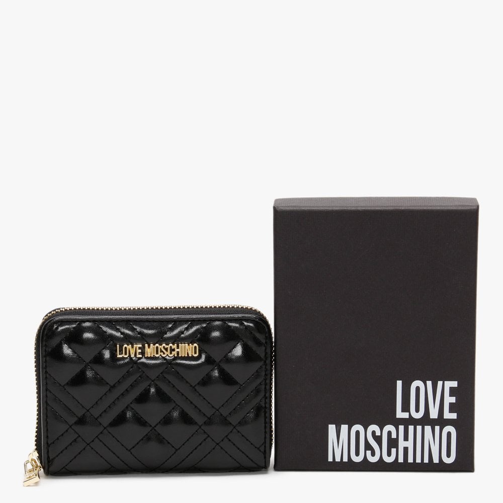 Diamond Check Quilted Black Coin Purse
