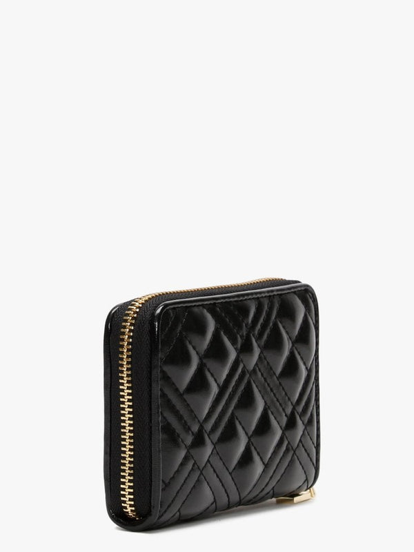 Diamond Check Quilted Black Coin Purse