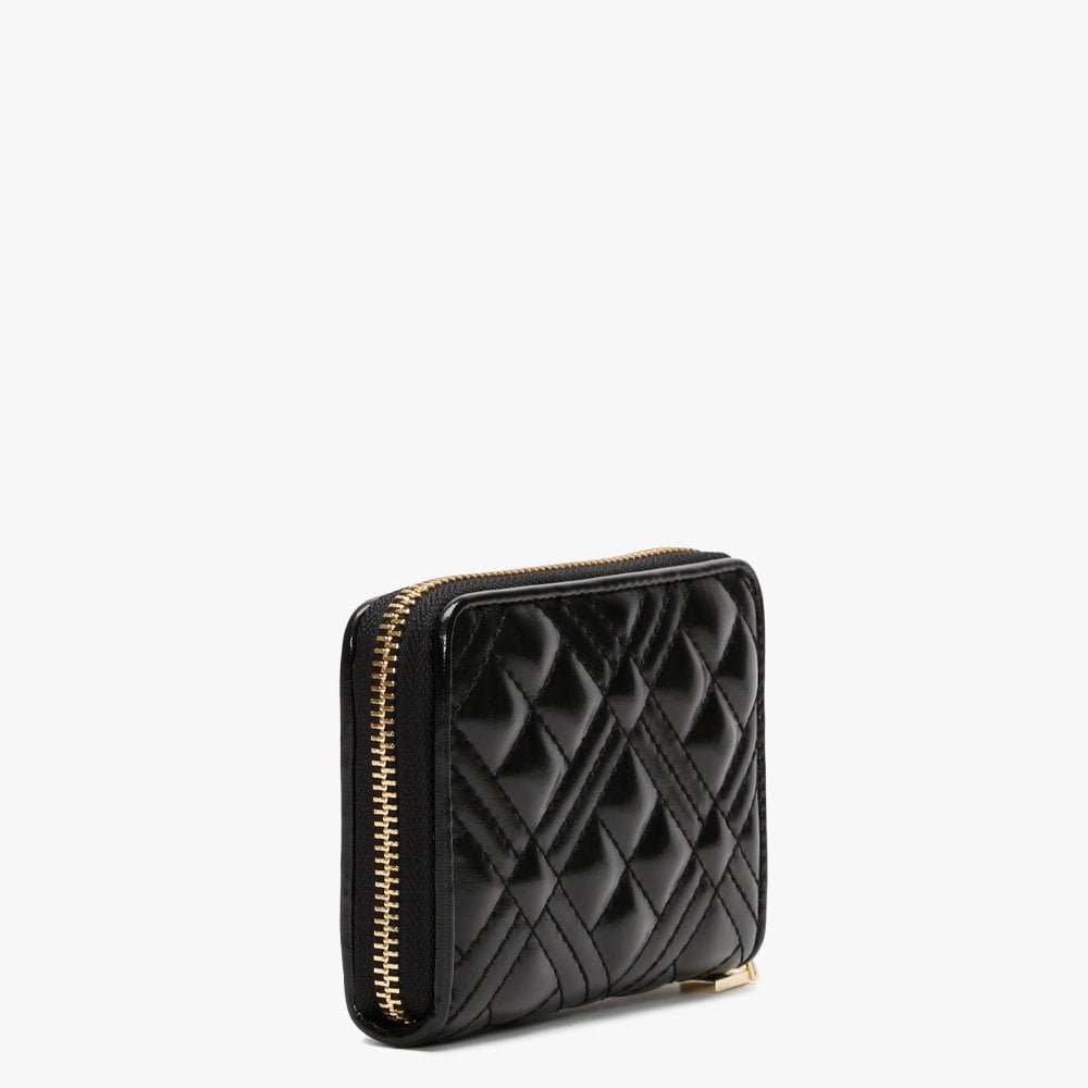 Diamond Check Quilted Black Coin Purse