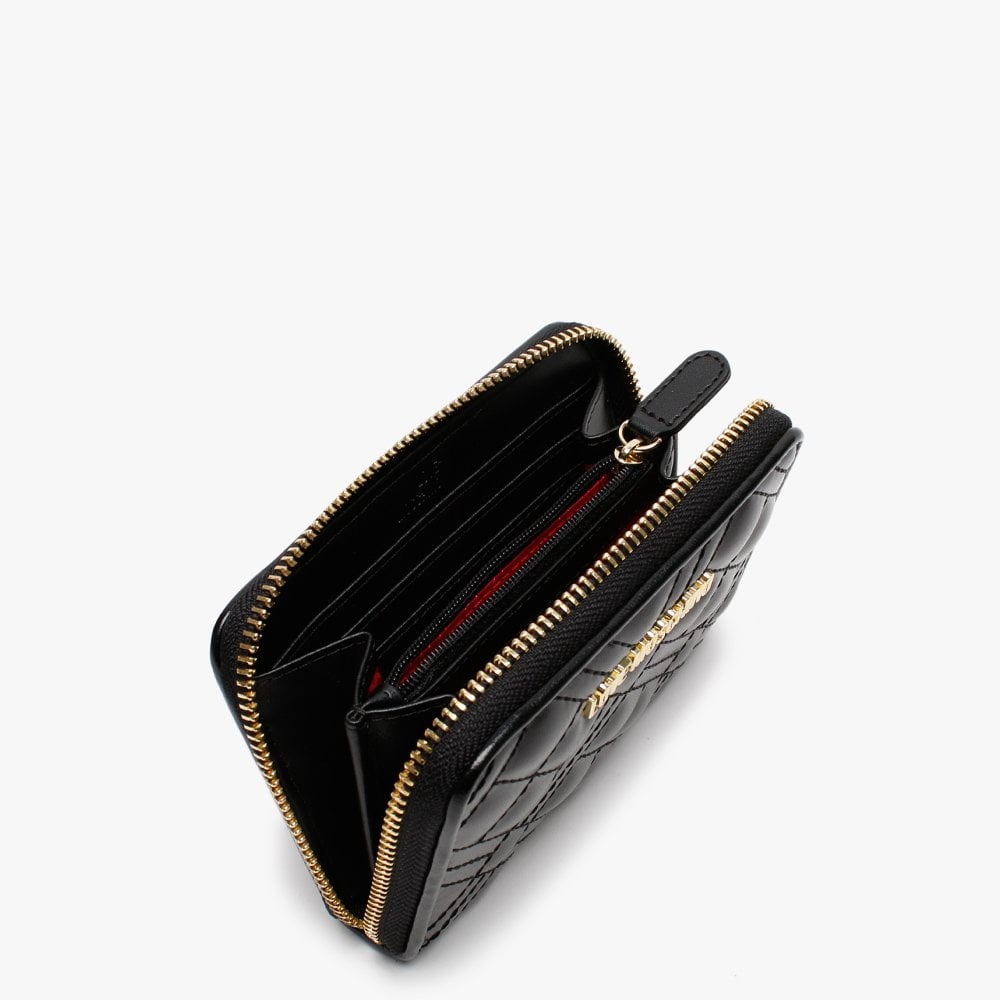 Diamond Check Quilted Black Coin Purse
