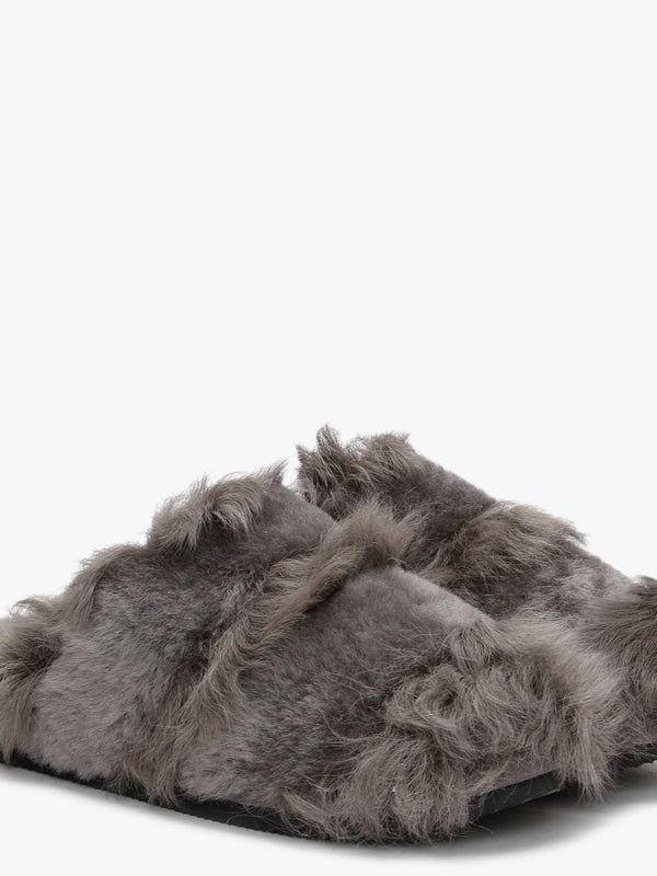 Socurl Grey Curly Lamb & Merino Wool Slippers