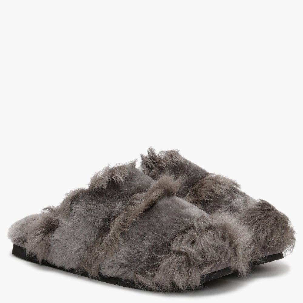 Socurl Grey Curly Lamb & Merino Wool Slippers