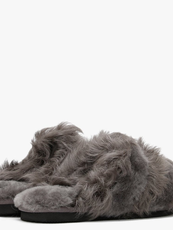 Socurl Grey Curly Lamb & Merino Wool Slippers