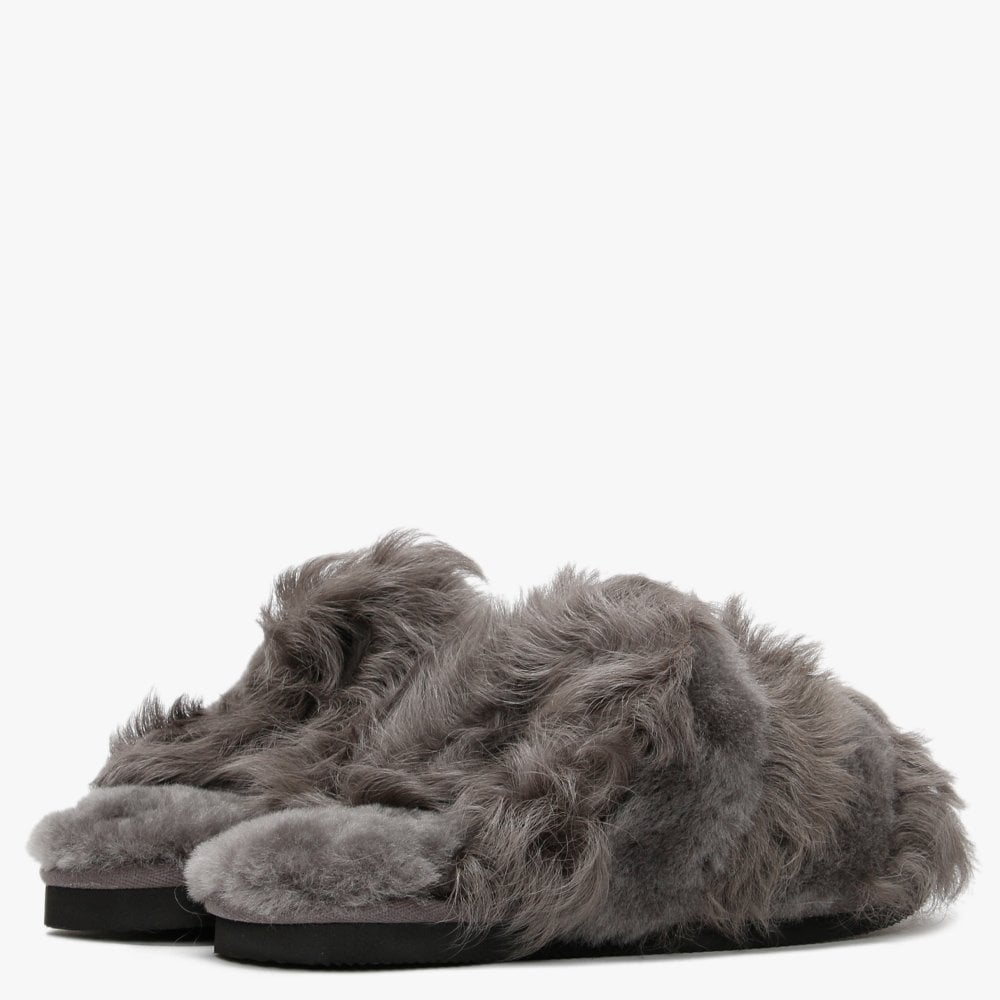 Socurl Grey Curly Lamb & Merino Wool Slippers