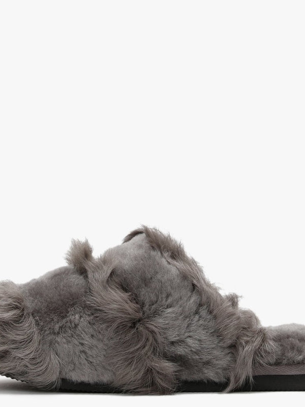 Socurl Grey Curly Lamb & Merino Wool Slippers