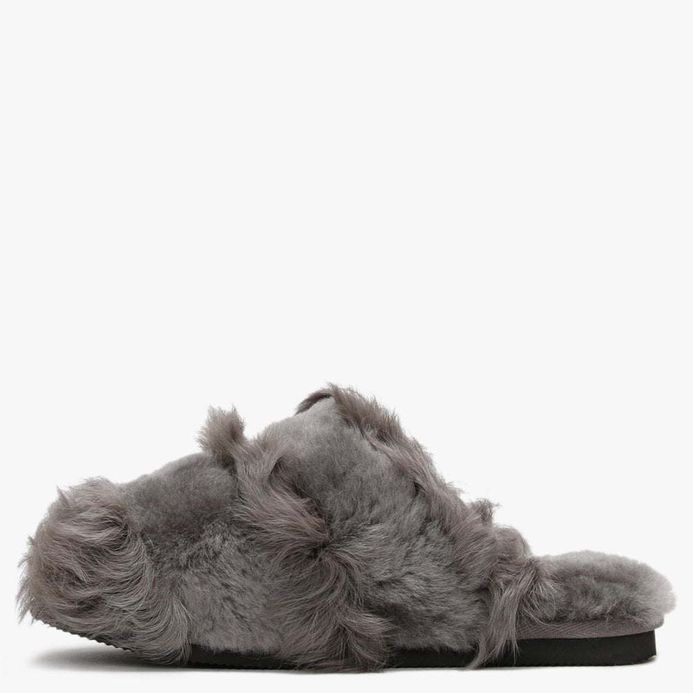 Socurl Grey Curly Lamb & Merino Wool Slippers