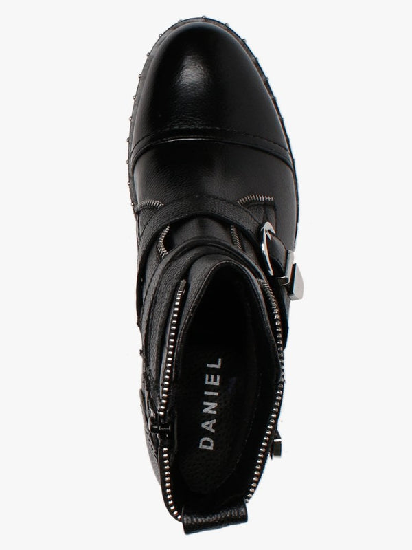 Sendi Black Pebbled Leather Biker Boots