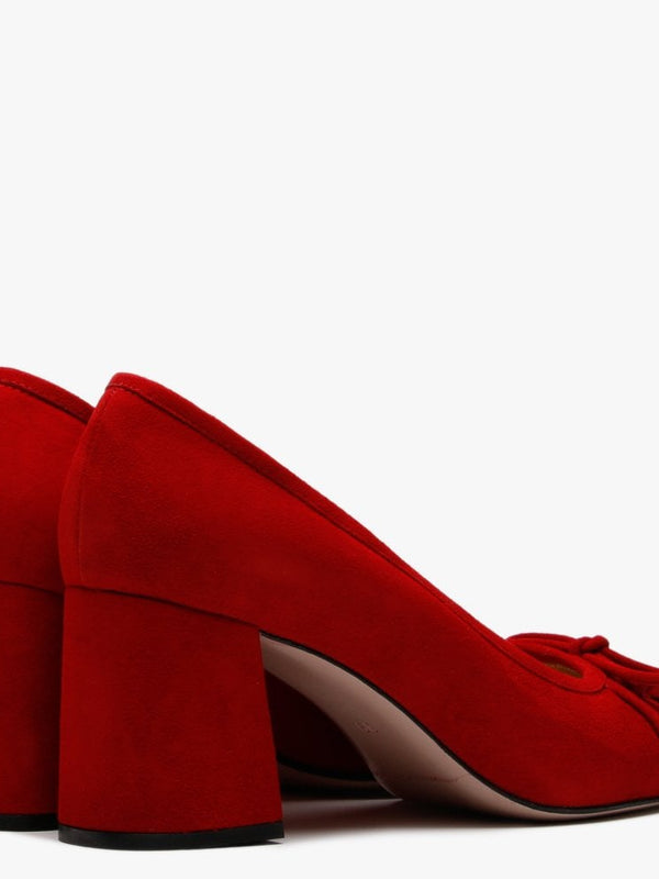 Pute Red Suede Square Toe Court Shoes