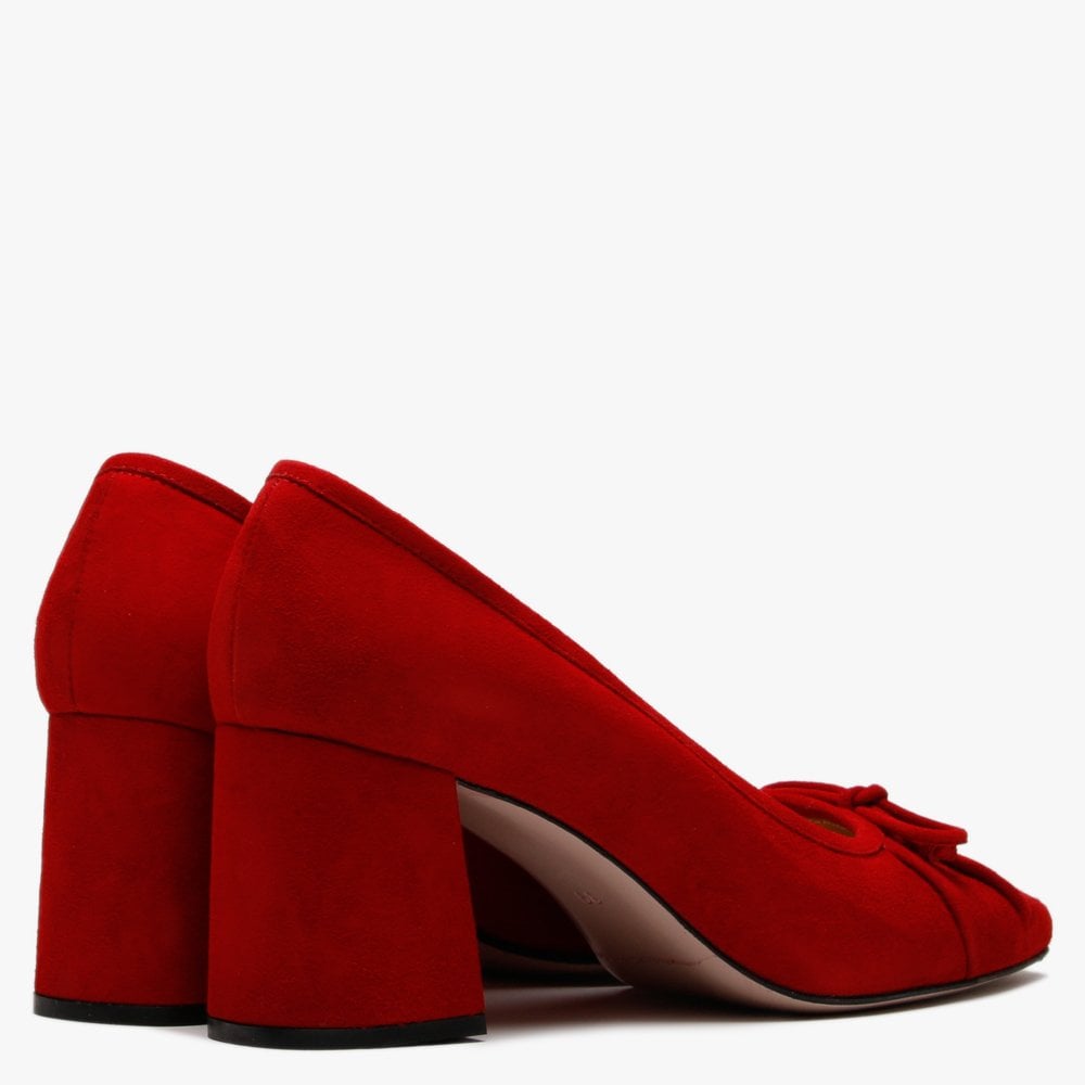 Pute Red Suede Square Toe Court Shoes