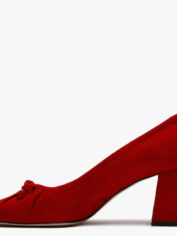 Pute Red Suede Square Toe Court Shoes