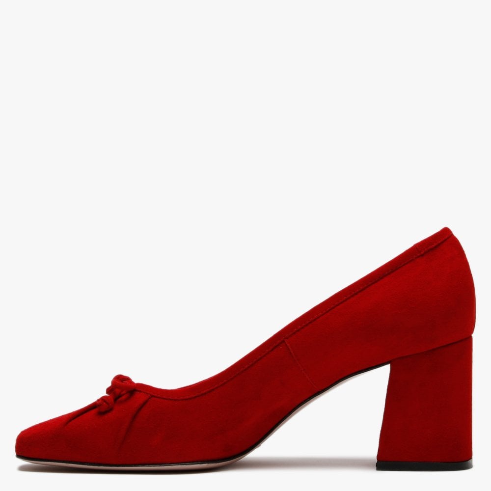 Pute Red Suede Square Toe Court Shoes