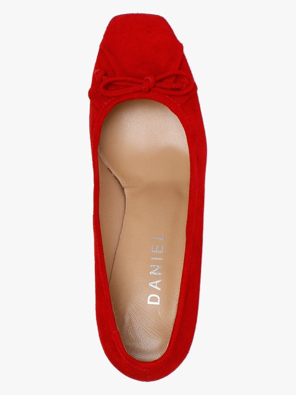 Pute Red Suede Square Toe Court Shoes
