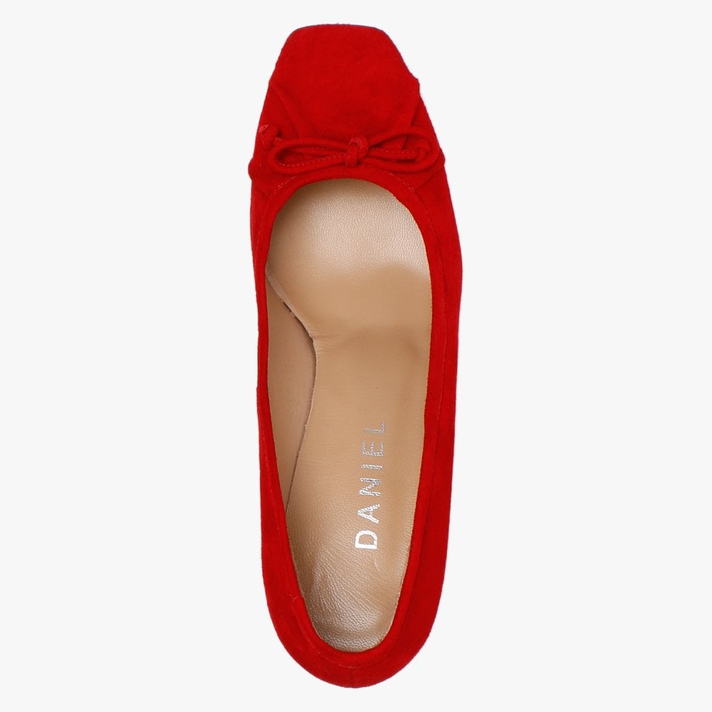 Pute Red Suede Square Toe Court Shoes