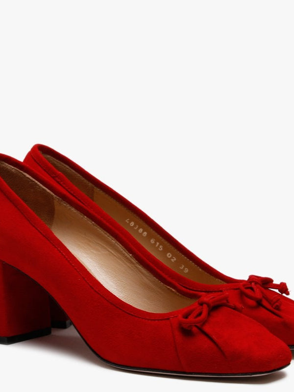 Pute Red Suede Square Toe Court Shoes