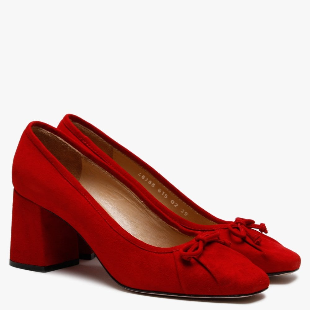 Pute Red Suede Square Toe Court Shoes