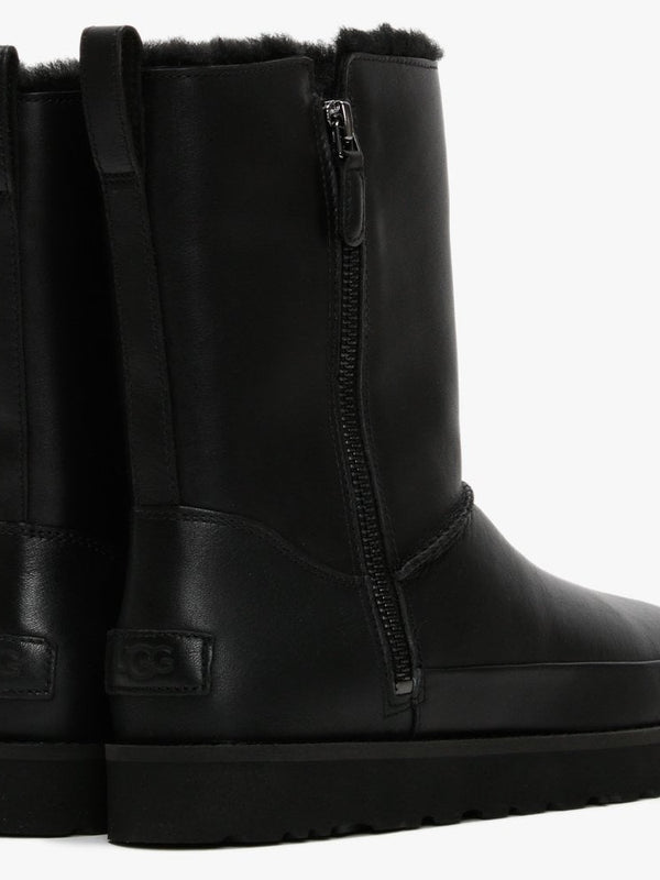 Classic Zip Short Black Leather Boots