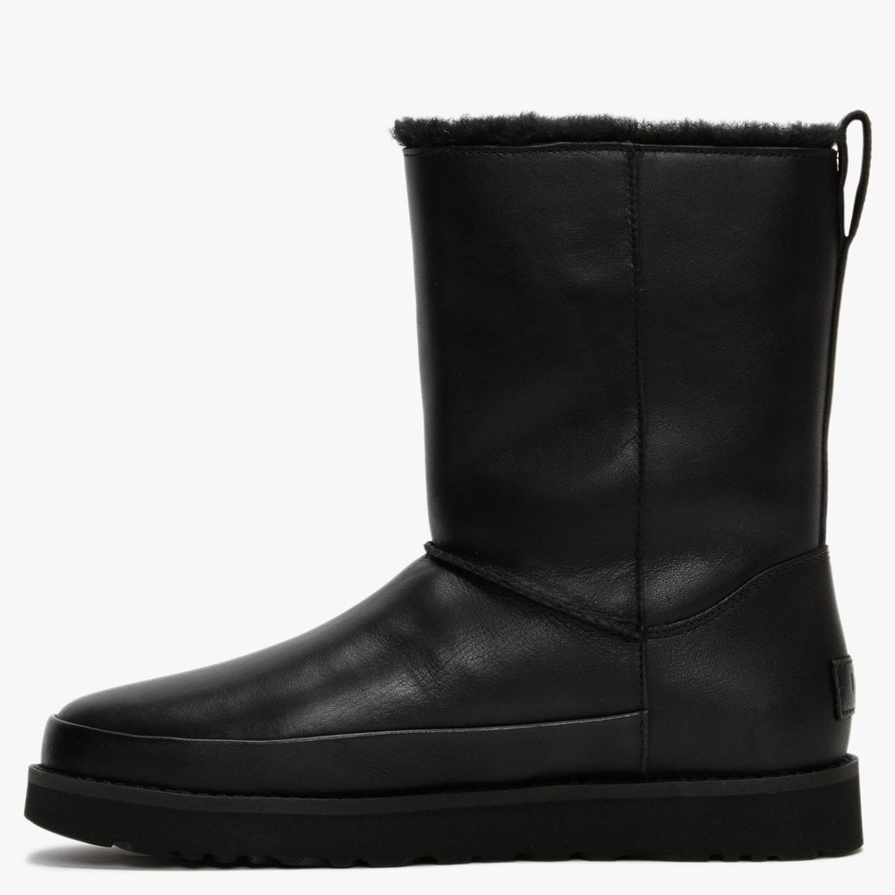 Classic Zip Short Black Leather Boots