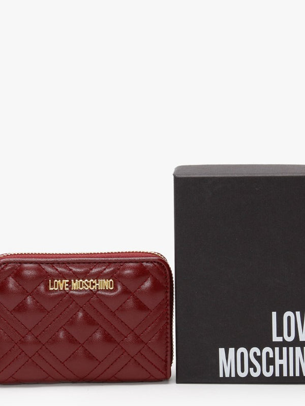 Diamond Check Quilted Burgundy Coin Purse
