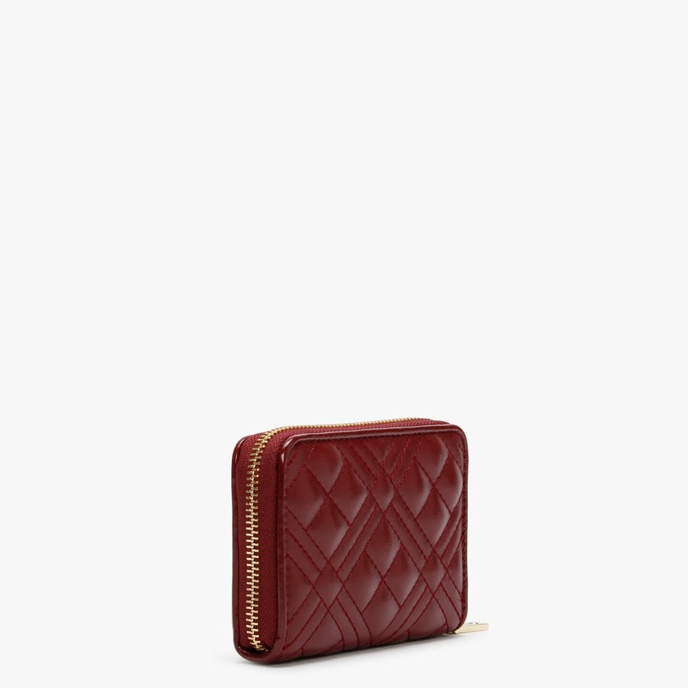 Diamond Check Quilted Burgundy Coin Purse