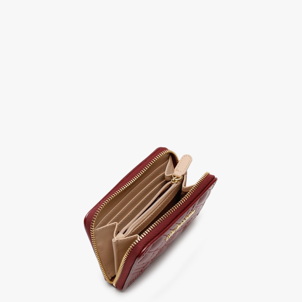 Diamond Check Quilted Burgundy Coin Purse