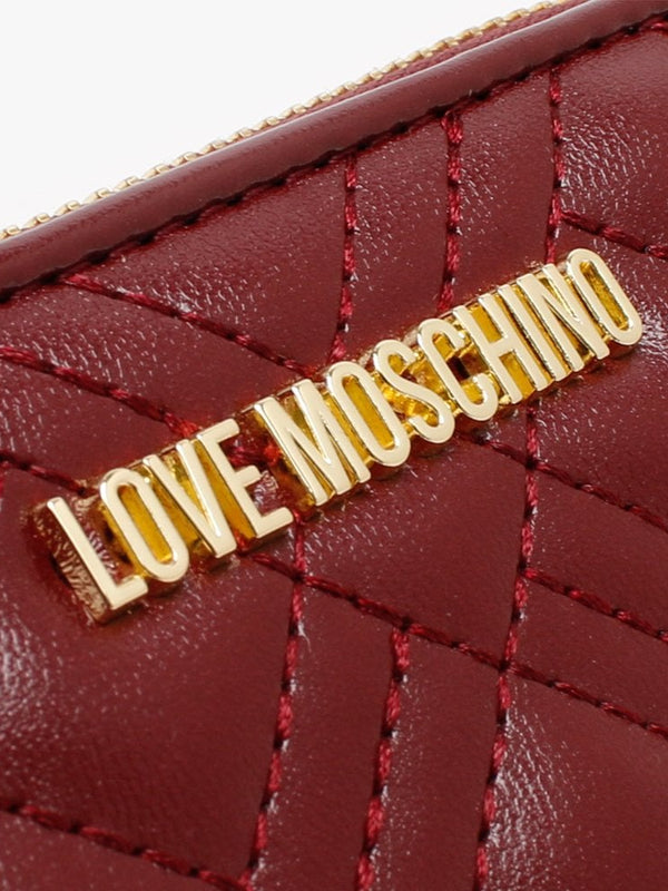 Diamond Check Quilted Burgundy Coin Purse