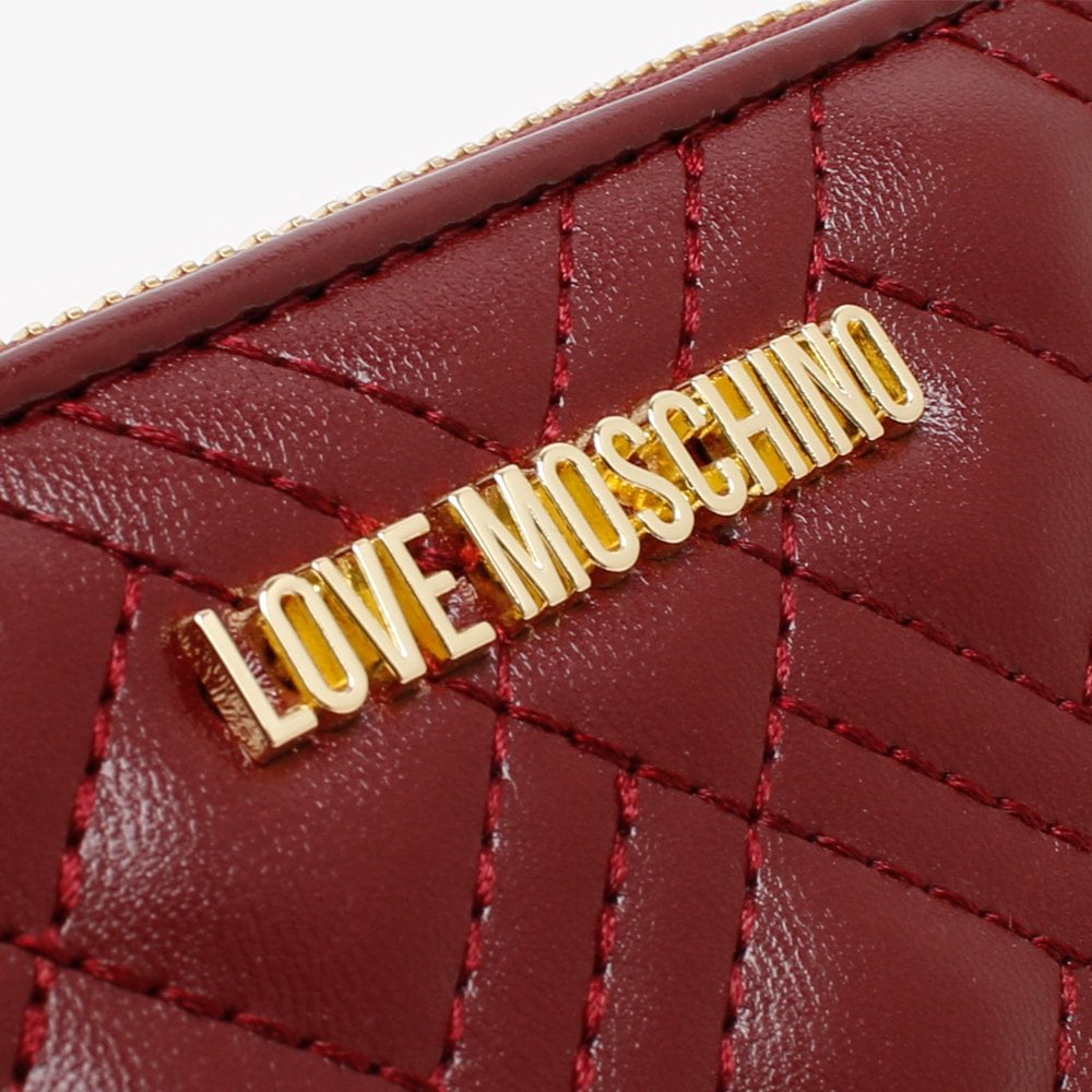 Diamond Check Quilted Burgundy Coin Purse