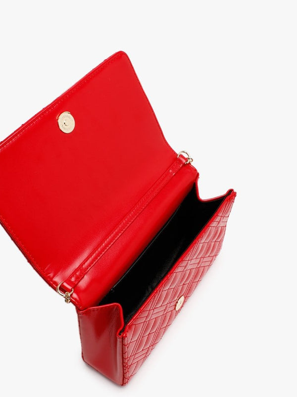 Diamond Quilted Check Red Cross-Body Bag