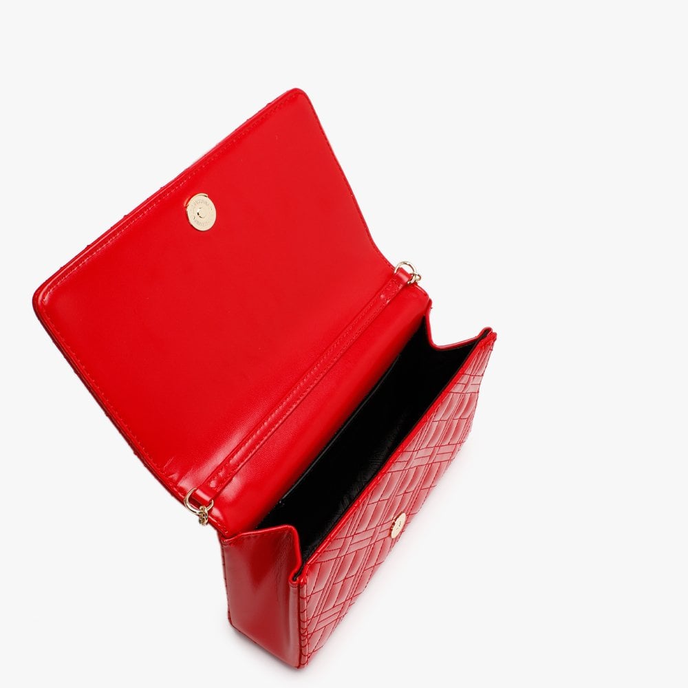 Diamond Quilted Check Red Cross-Body Bag