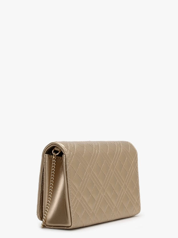 Diamond Quilted Check Gold Cross-Body Bag
