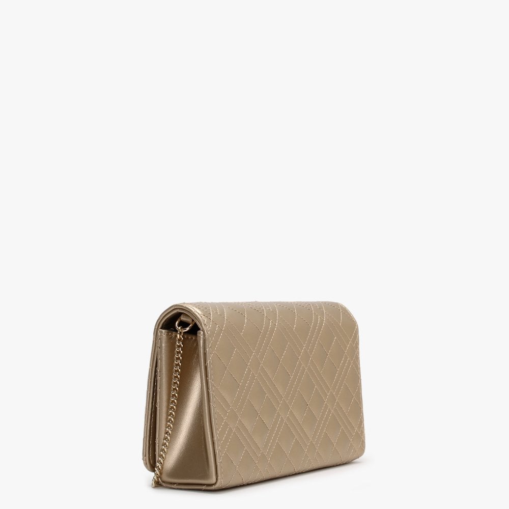 Diamond Quilted Check Gold Cross-Body Bag